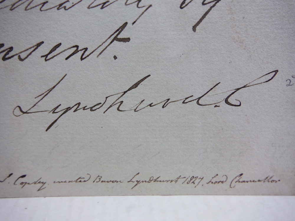 Image 2 of 1829: JOHN SINGLETON COPLEY, BARON LYNDHURST HANDWRITTEN LETTER