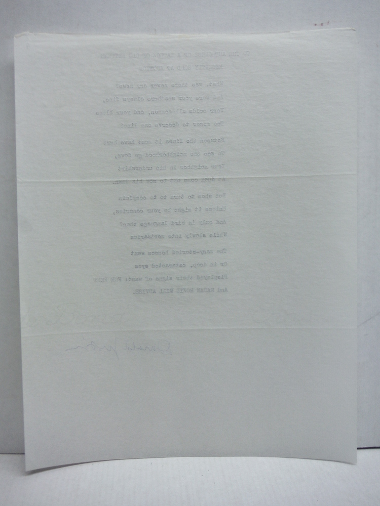 Image 1 of DONALD JUSTICE - AUTOGRAPHED POEM