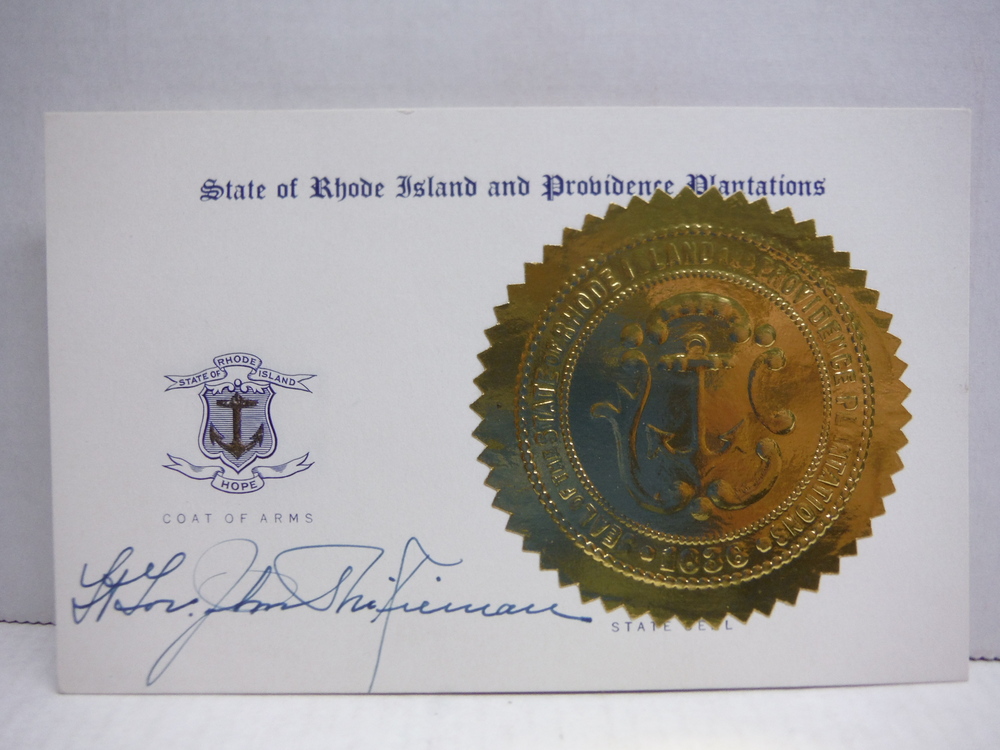 Image 0 of JOHN S. McKIERNAN - R.I. GOVERNOR - AUTOGRAPH WITH GOLD SEAL