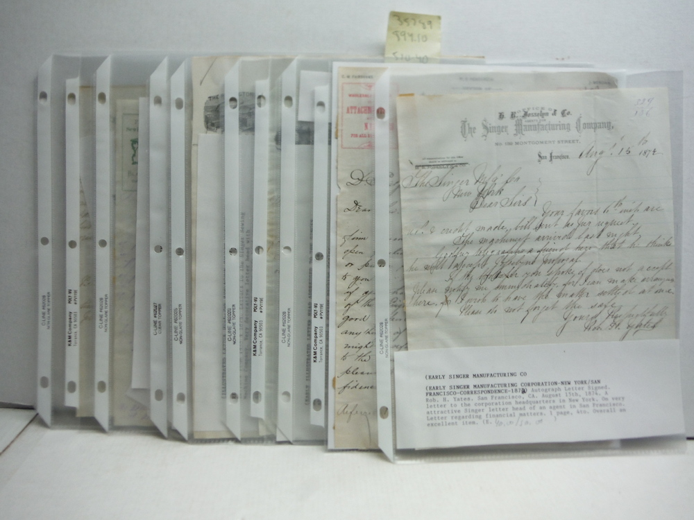 Image 0 of 1870:  SINGER MGF CO. -  CORRESPONDENCE (9)
