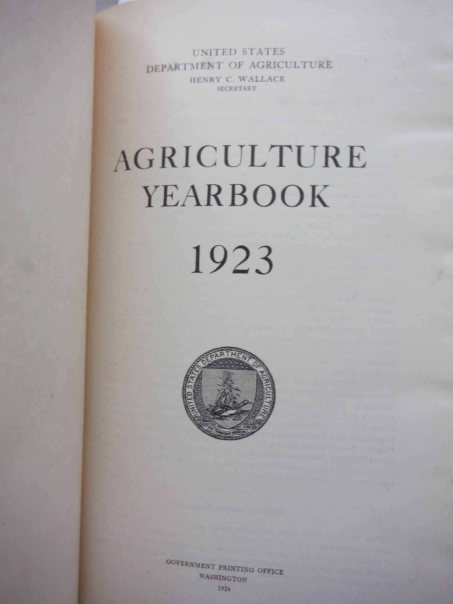 Image 1 of  Agriculture Yearbook 1923