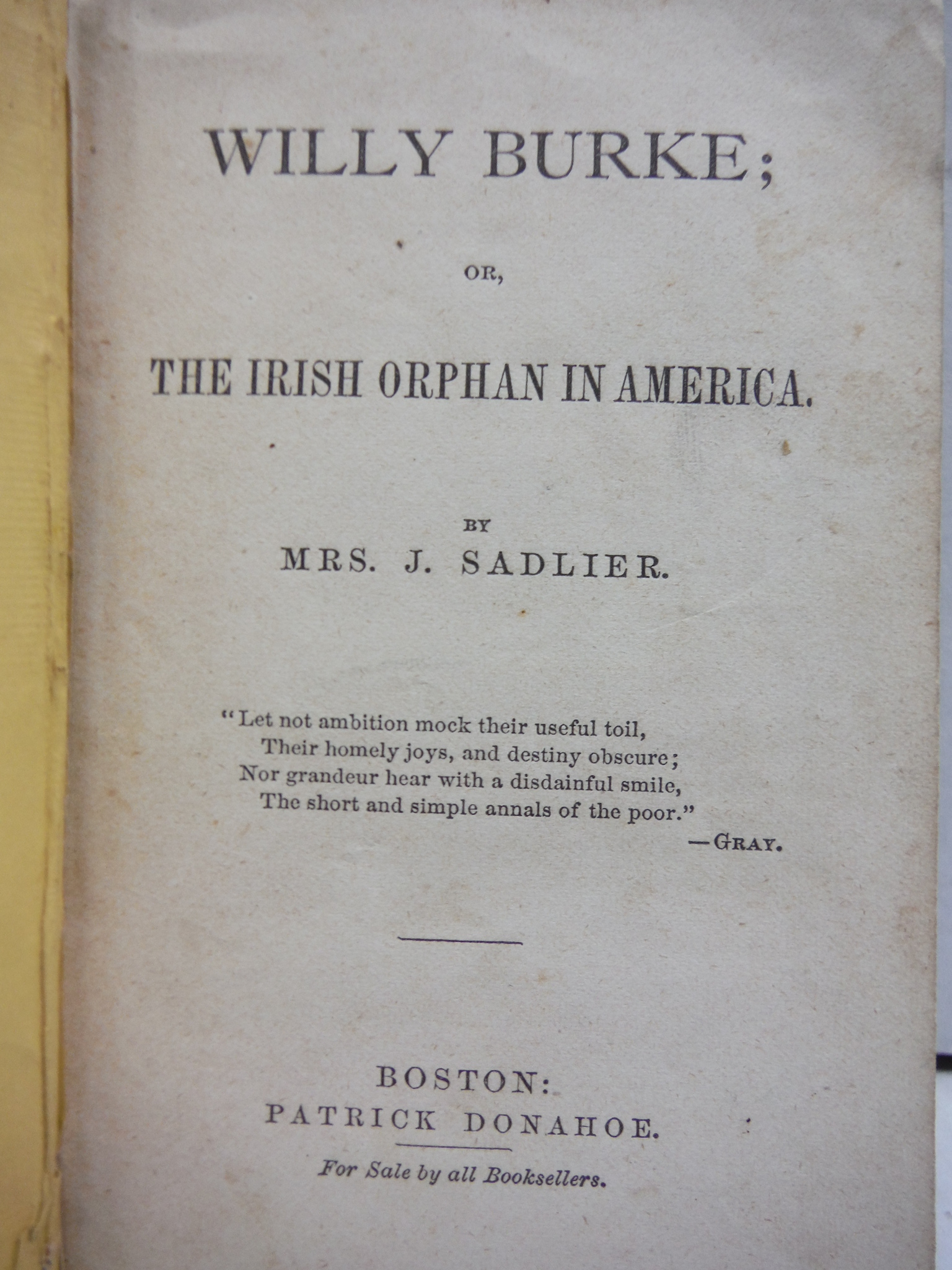 Image 1 of Willy Burke; or, The Irish Orphan in America