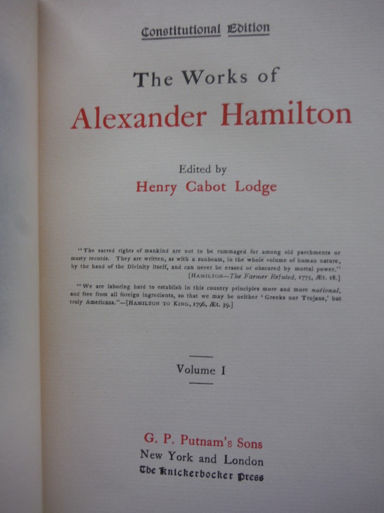 Image 1 of The Works of Alexander Hamilton, Volume I