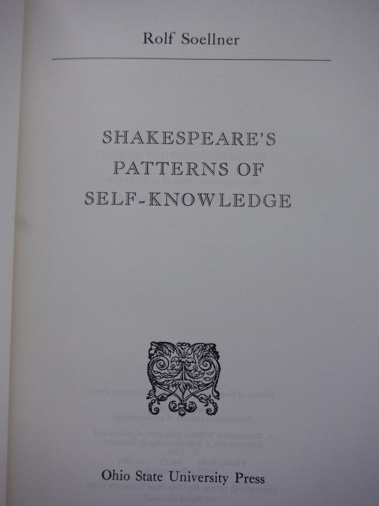 Image 1 of Shakespeare's Patterns of Self-Knowledge