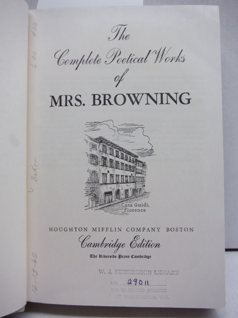 Image 1 of Complete Poetical Works of Elizabeth Barrett Browning. by Browning, Elizabeth Ba