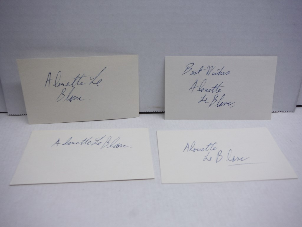 4 Autographs of Alouette LeBlanc.