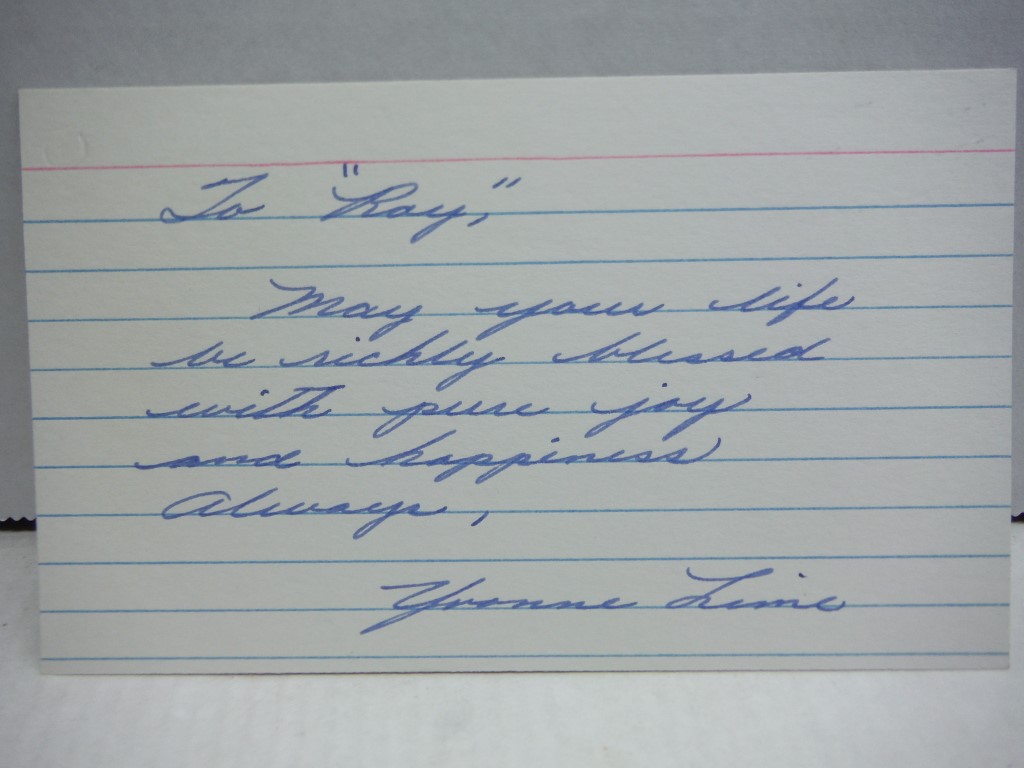 Image 0 of Autograph of Yvonne Lime.