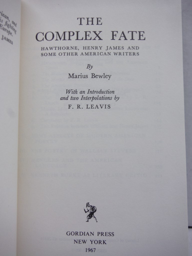 Image 1 of Complex Fate: Hawthorne, Henry James and Some American Writers