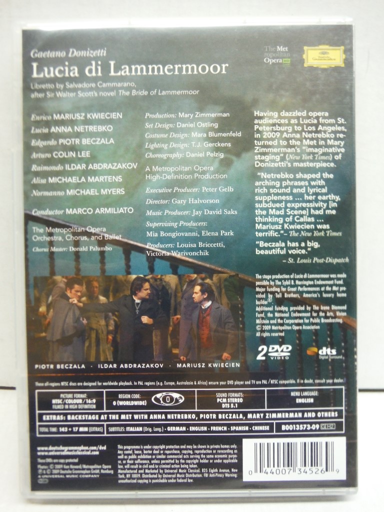 Image 1 of Donizetti: Lucia di Lammermoor / Netrebko, Beczala, Kwiecien, Metropolitan Opera