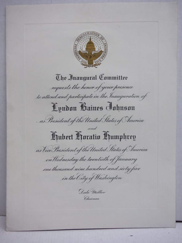 Lyndon Baines JOHNSON / Souvenir Invitation The Inaugural Committee requests