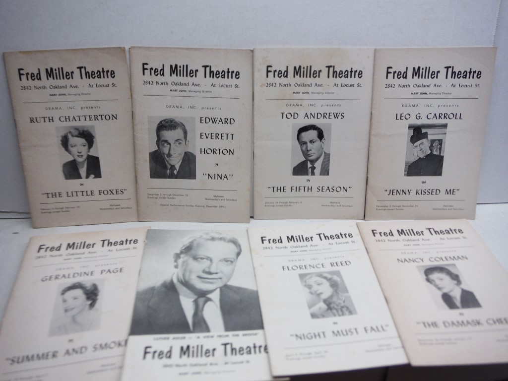 Lot of 8 Fred Miller Theatre Playbills