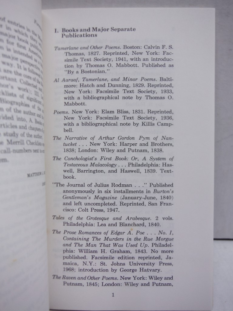 Image 1 of The Merrill checklist of Edgar Allan Poe (Charles E. Merrill checklists)