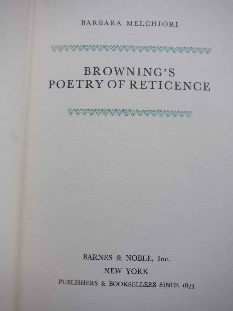 Image 1 of Browning's Poetry of Reticence