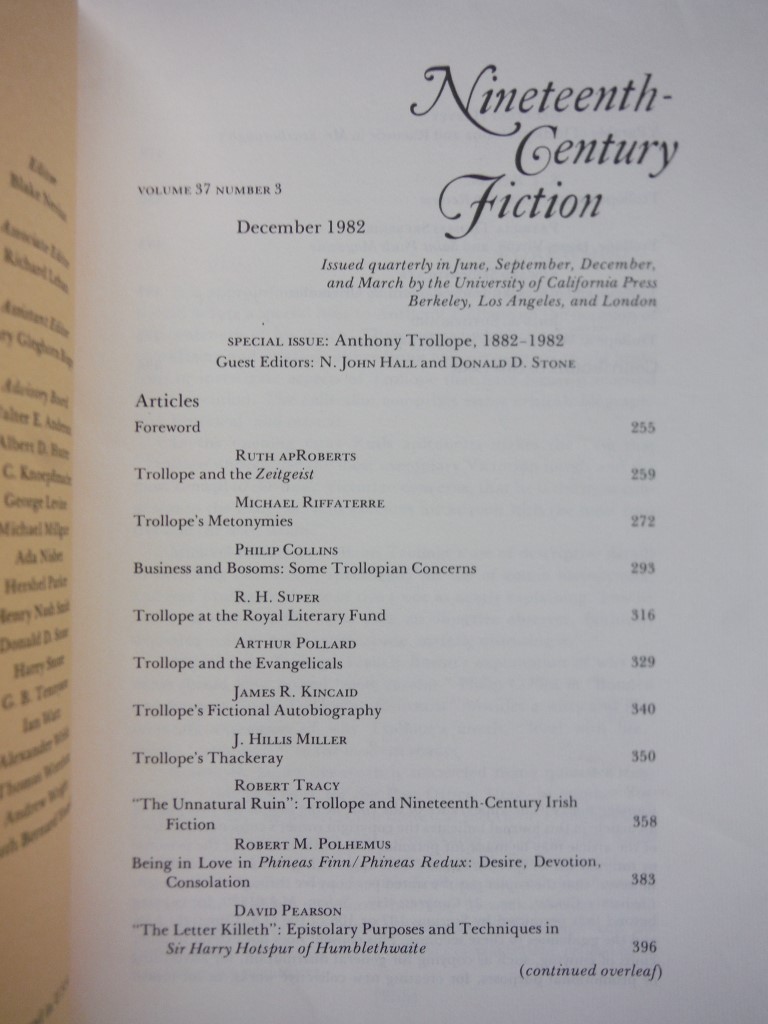 Image 1 of Nineteenth-Century Fiction Volume 37 Number 3 December 1982 Special Issue: Antho