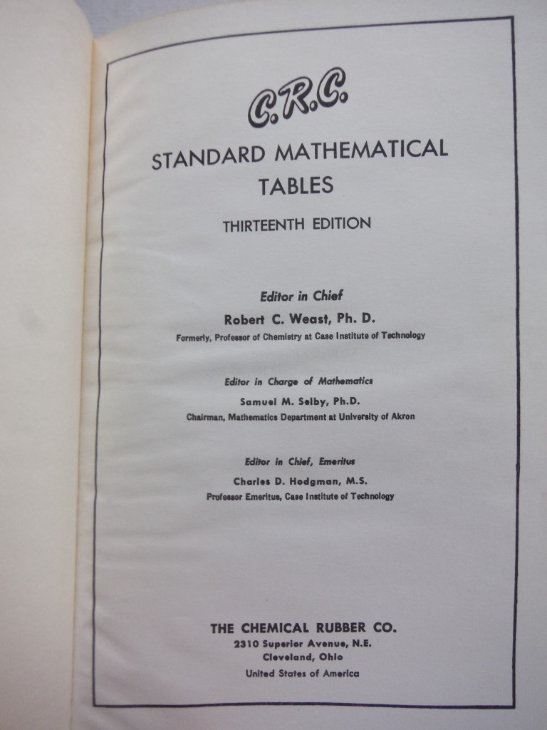 Image 1 of C. R. C. Standard Mathematical Tables