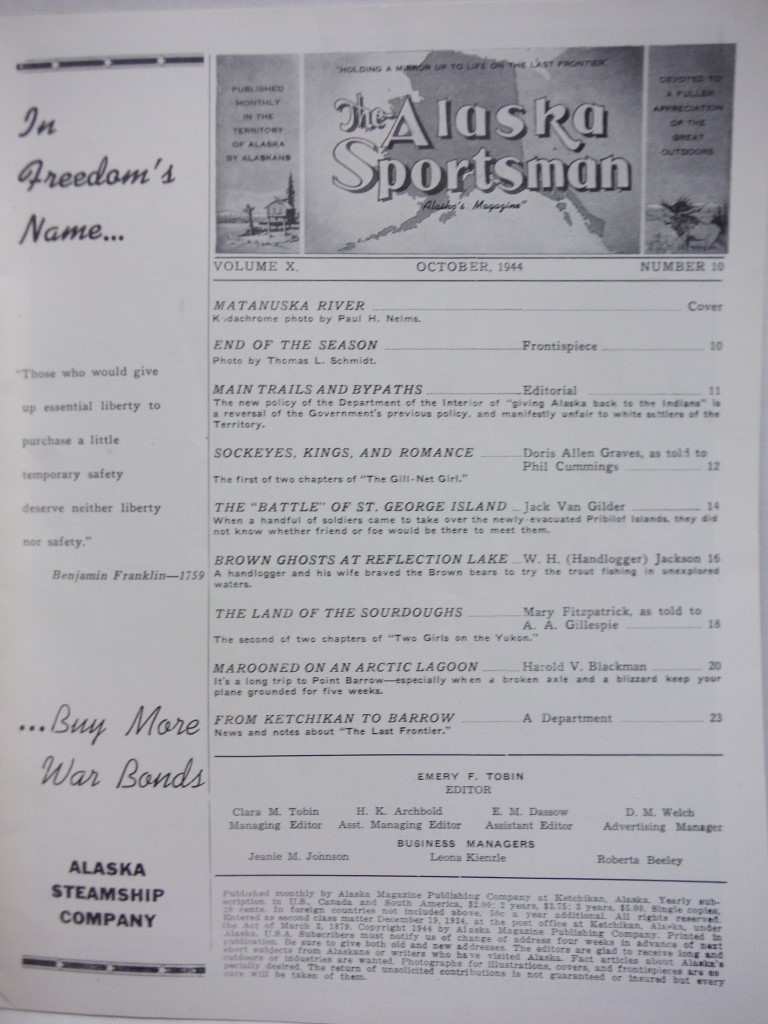 Image 1 of The Alaska Sportsman Magazine October 1944