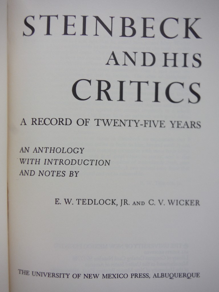 Image 1 of Steinbeck and his Critics A Record Of Twenty Five Years
