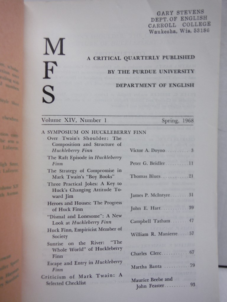 Image 1 of Modern Fiction Studies : Mark Twain Special Number