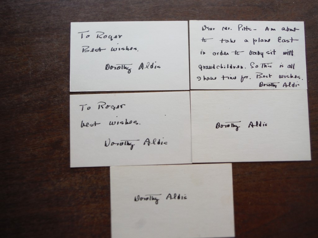 5 Autographs of Dorothy Aldis.