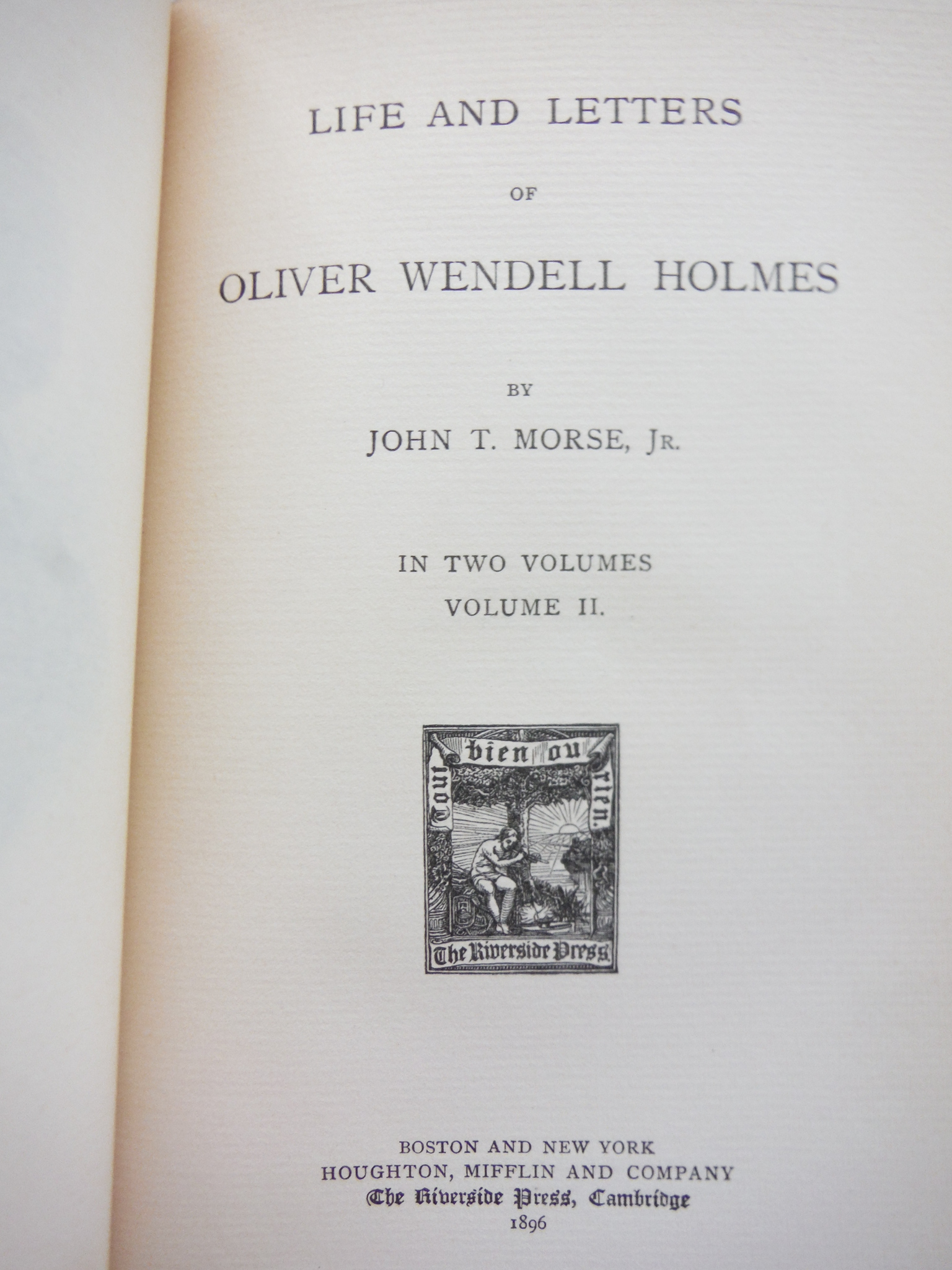 Image 3 of LIFE AND LETTERS OF OLIVER WENDELL HOLMES. 2 Volume Set.