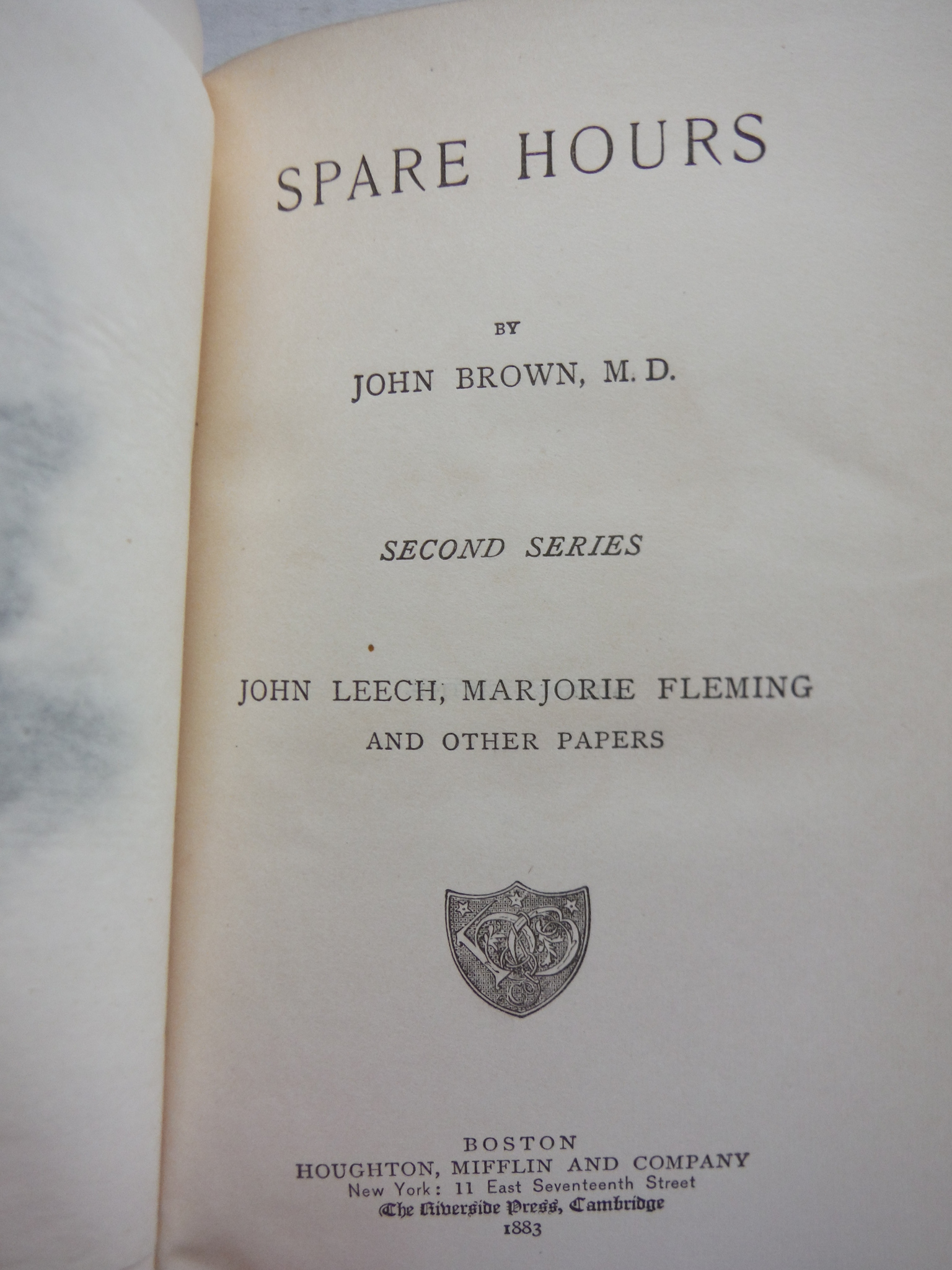 Image 3 of 2 volume set: Spare Hours:  Rab and Marjorie Fleming.