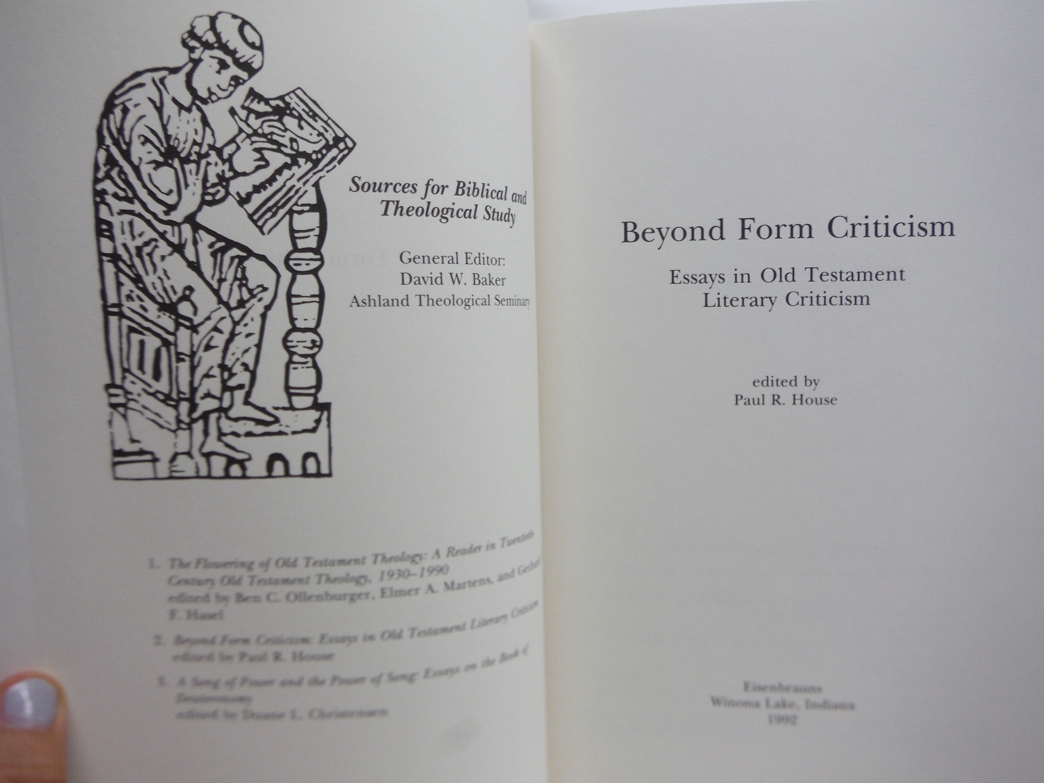 Image 1 of Beyond Form Criticism: Essays in Old Testament Literary Criticism (Sources for B