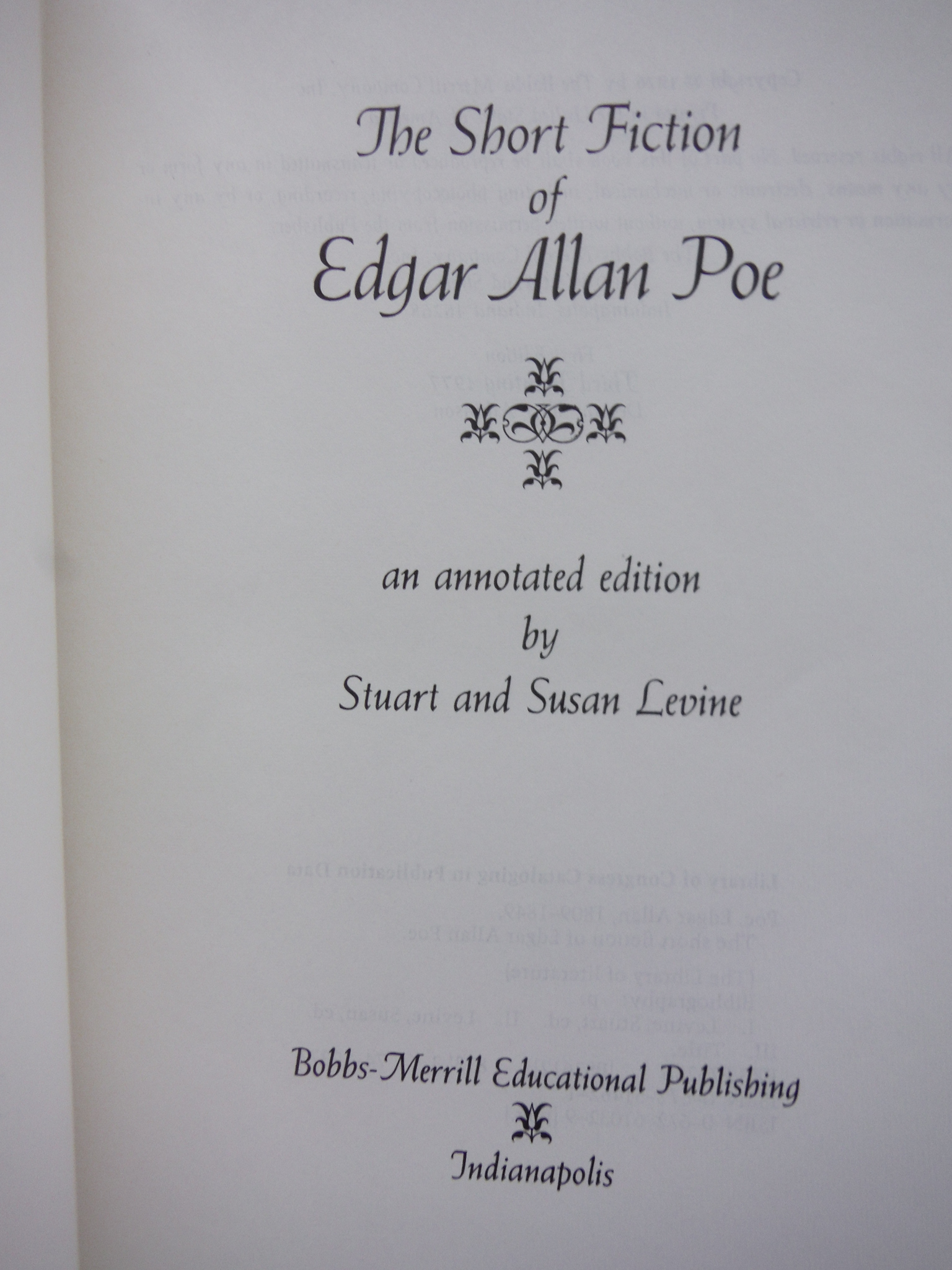 Image 1 of The short fiction of Edgar Allan Poe (The Library of literature, LL-40)