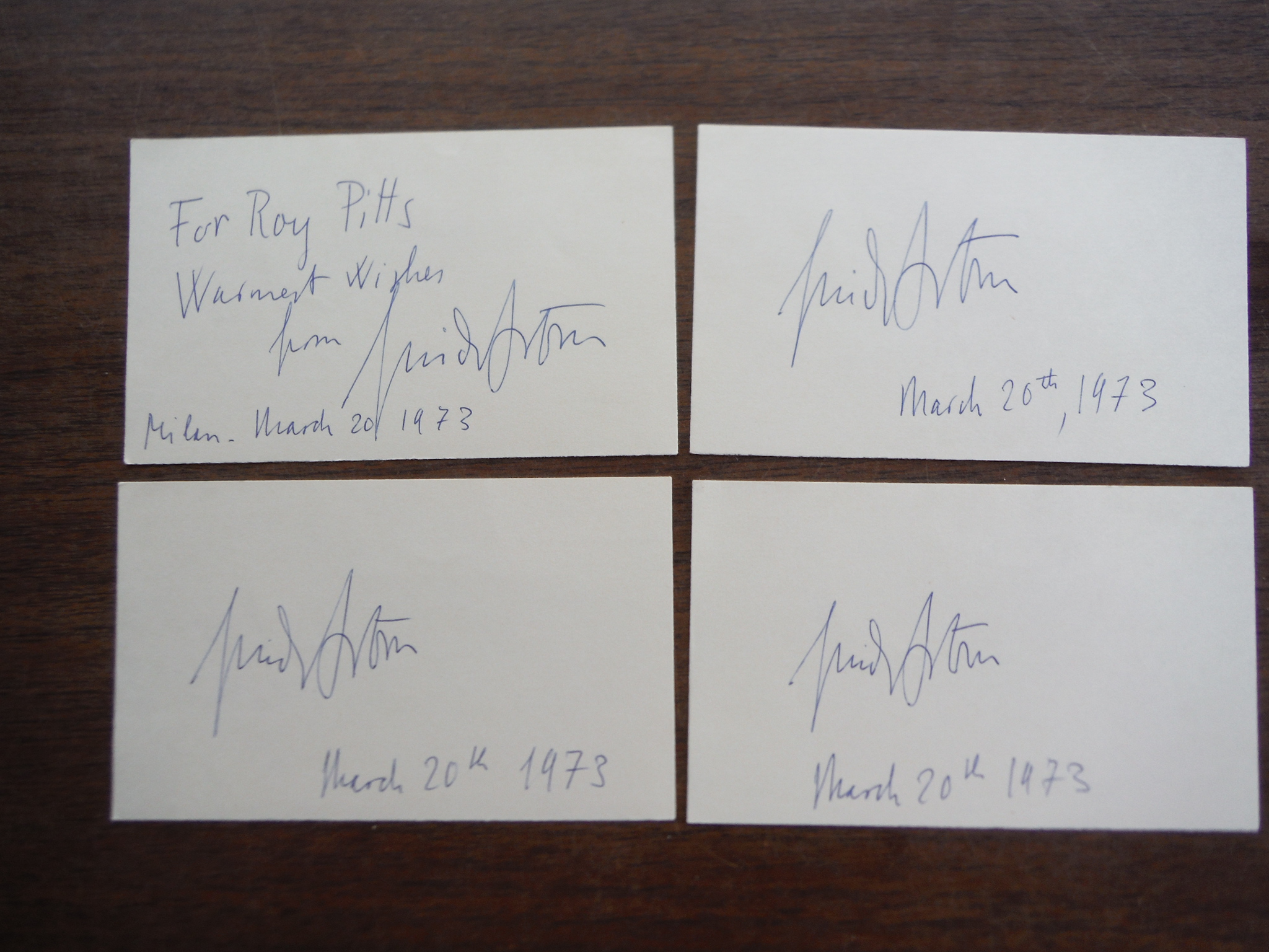 4 Autographs of Guido Artom. 