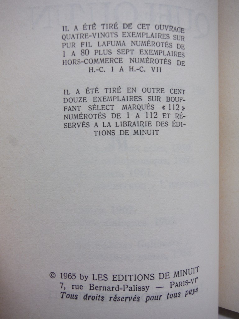 Image 2 of Lot of 3 PB books in French, Les Editions de Minuit publisher