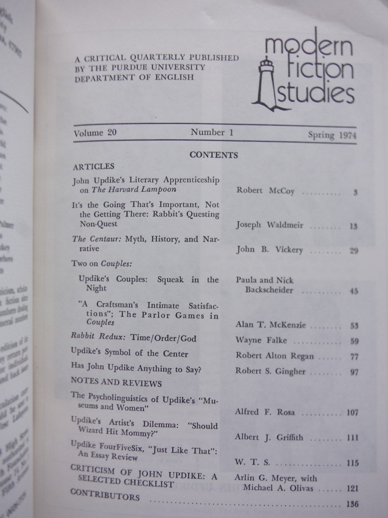 Image 1 of Modern Fiction Studies: Spring 1974, Volume 20, Number 1