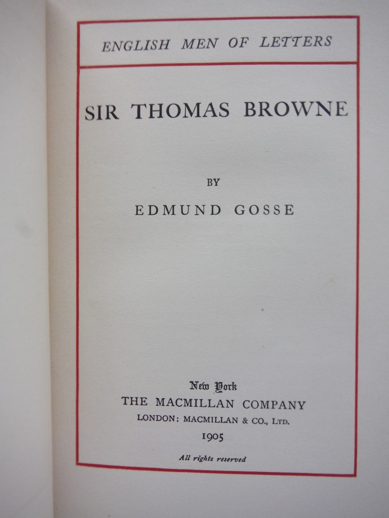 Image 1 of Sir Thomas Browne (English Men of Letters)