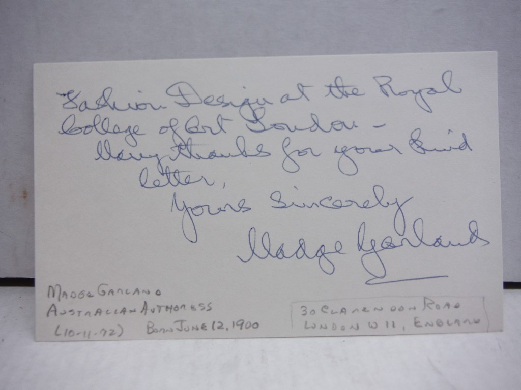 Image 0 of Autograph of Madge Garland.