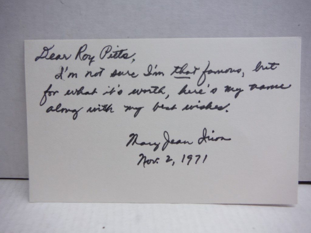 Image 2 of 5 Autographs of Mary Jean Orion