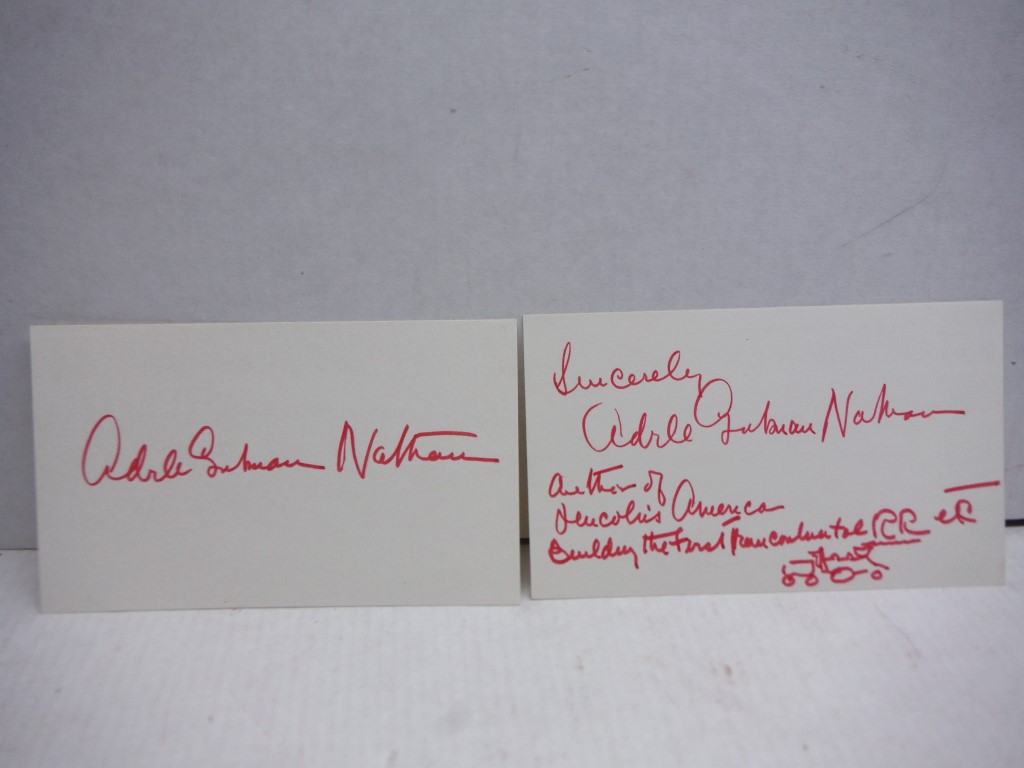 2 Autographs  of Adele Gutman Nathan.