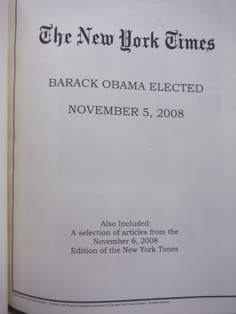 Image 1 of The New York Times Barack Obama elected in November 5, 2008