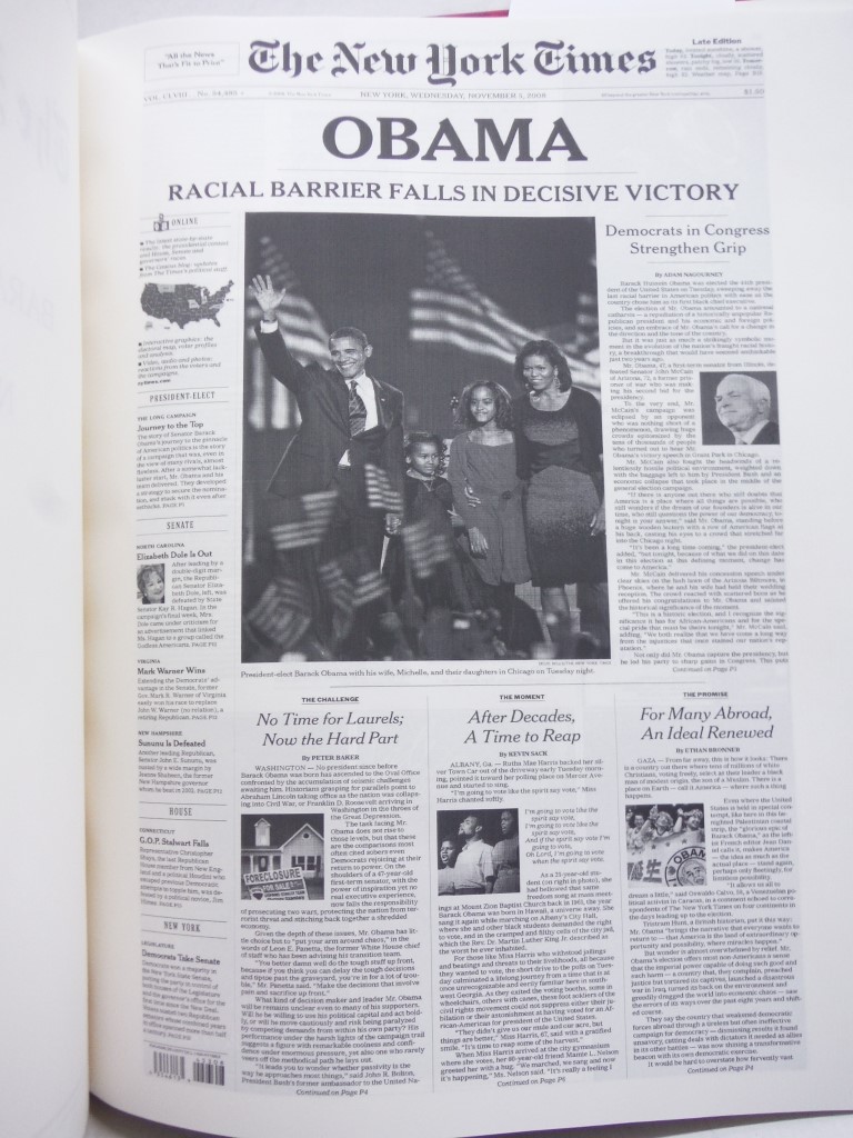 Image 2 of The New York Times Barack Obama elected in November 5, 2008