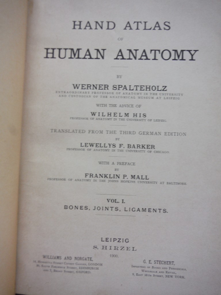 Image 3 of Hand Atlas of Human Anatomy. Vol. I: Bones, Joints, Ligiaments. Vol. II: Regions