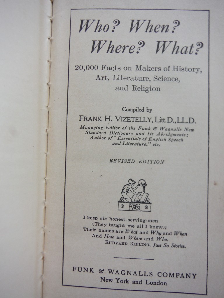 Image 1 of Who? When? Where? What?: 20,000 Facts on Makers of History, Art, Literature, Sci