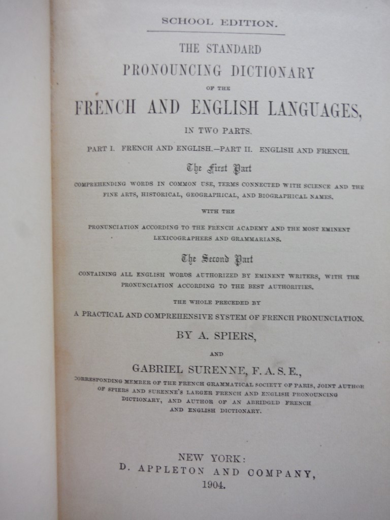 Image 1 of The Standard Pronouncing Dictionary of French and English Languages