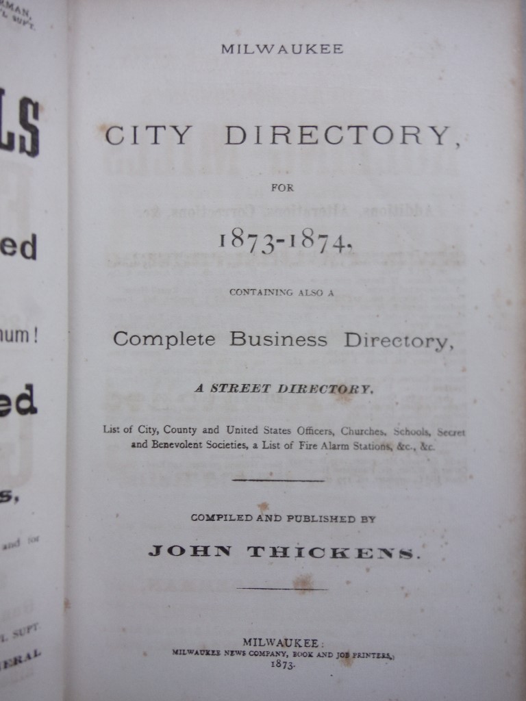 Image 2 of Milwaukee City Directory for 1873--74