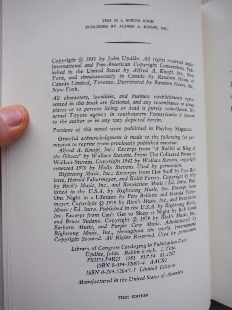 Image 3 of Lot of 4 HC Updike Novels published by Borzoi