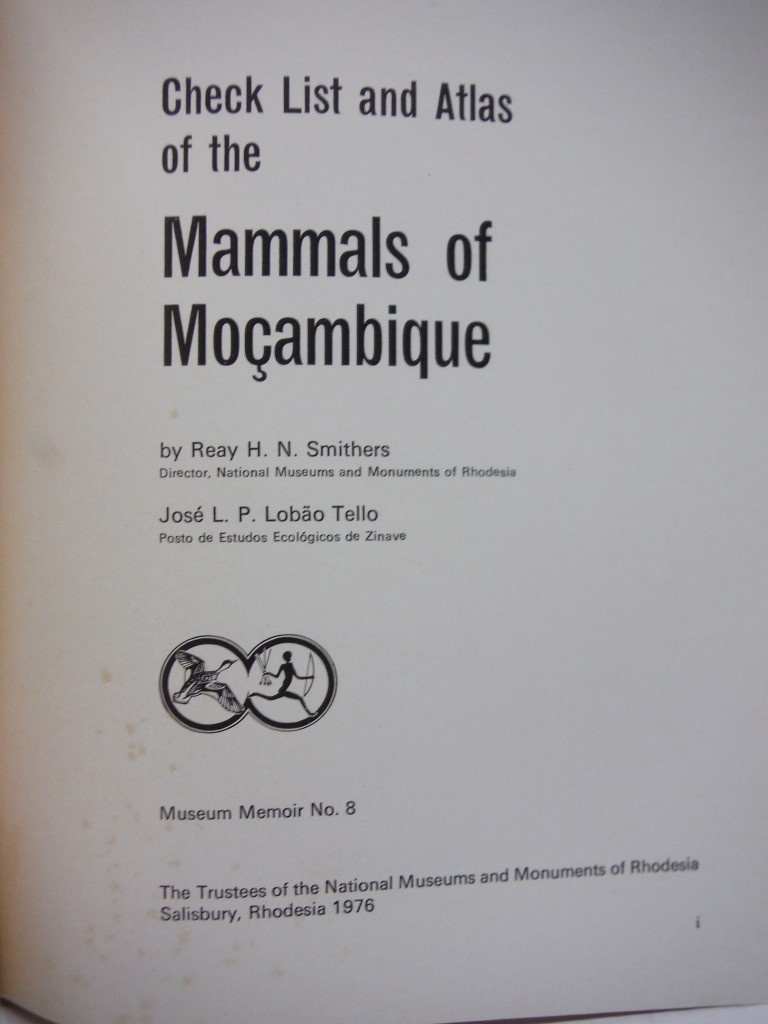 Image 1 of Check List and Atlas of the MAMMALS OF MOCAMBIQUE