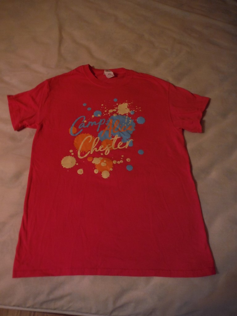Pink Camp Alice Chester t shirt, women's size small