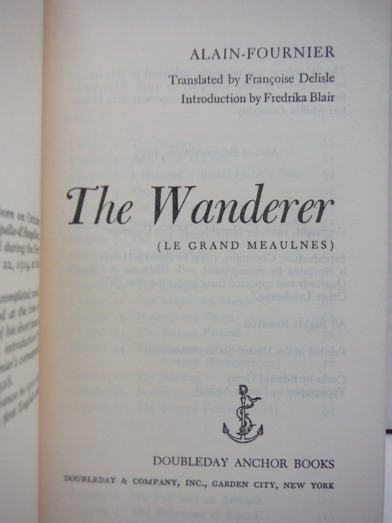 Image 1 of The wanderer (Le grand Meaulnes) (Doubleday anchor books)