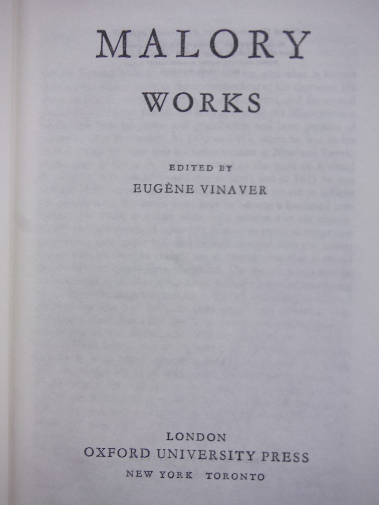 Image 1 of THE WORKS OF SIR THOMAS MALORY edited by Eugene Vinaver (1966 Hardcover 919 page