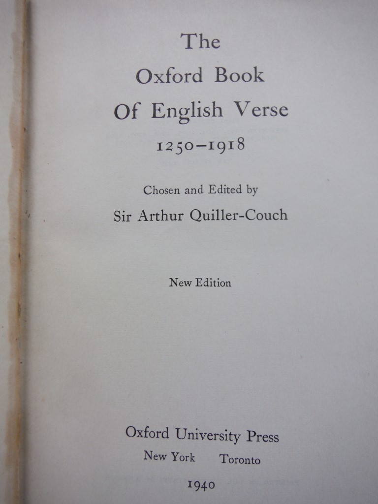 Image 1 of The Oxford Book of English Verse 1250 - 1918 (1940 New Edition)