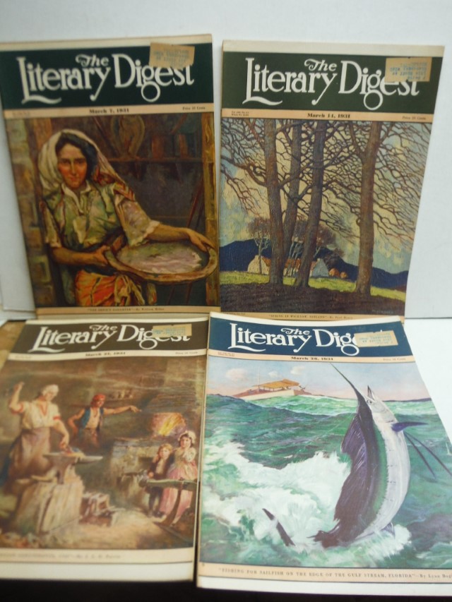 Lot of 4 The Literary Digest Magazines from March 1931.