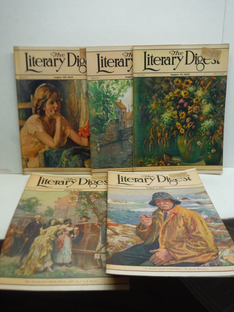 Lot of 5 The Literary Digest Magazines from August 1931.
