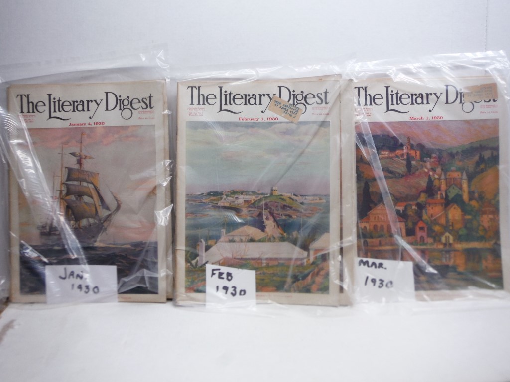 Lot of 13 The Literary Digest Magazines from Jan-Mar 1930