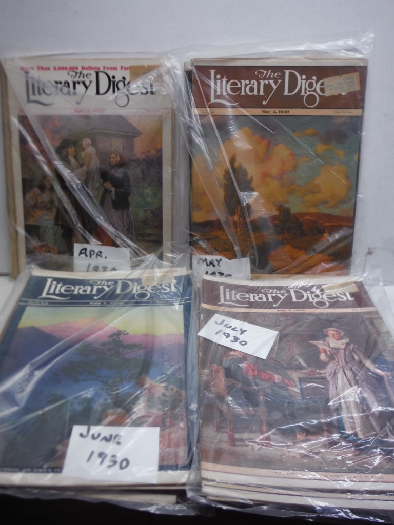 Lot of 17 The Literary Digest Magazines from Apr-July 1930.